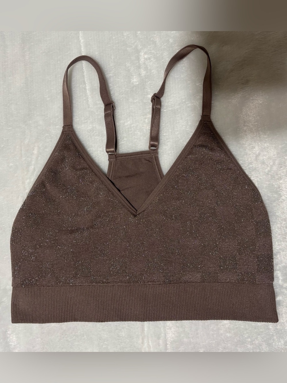 Tan Shimmer Bralette/Sports Bra with adjustable straps
